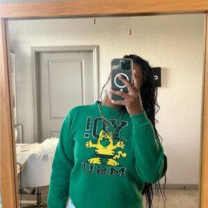 Green Kids Sweater with Graphic Print